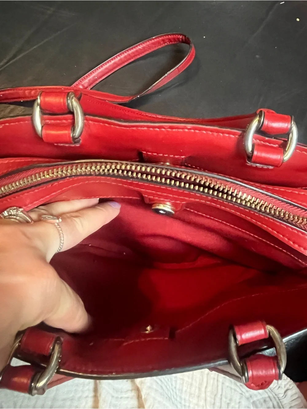 Coach Mini Lillie Carryall in Signature Canvas (Brown/1941 Red)